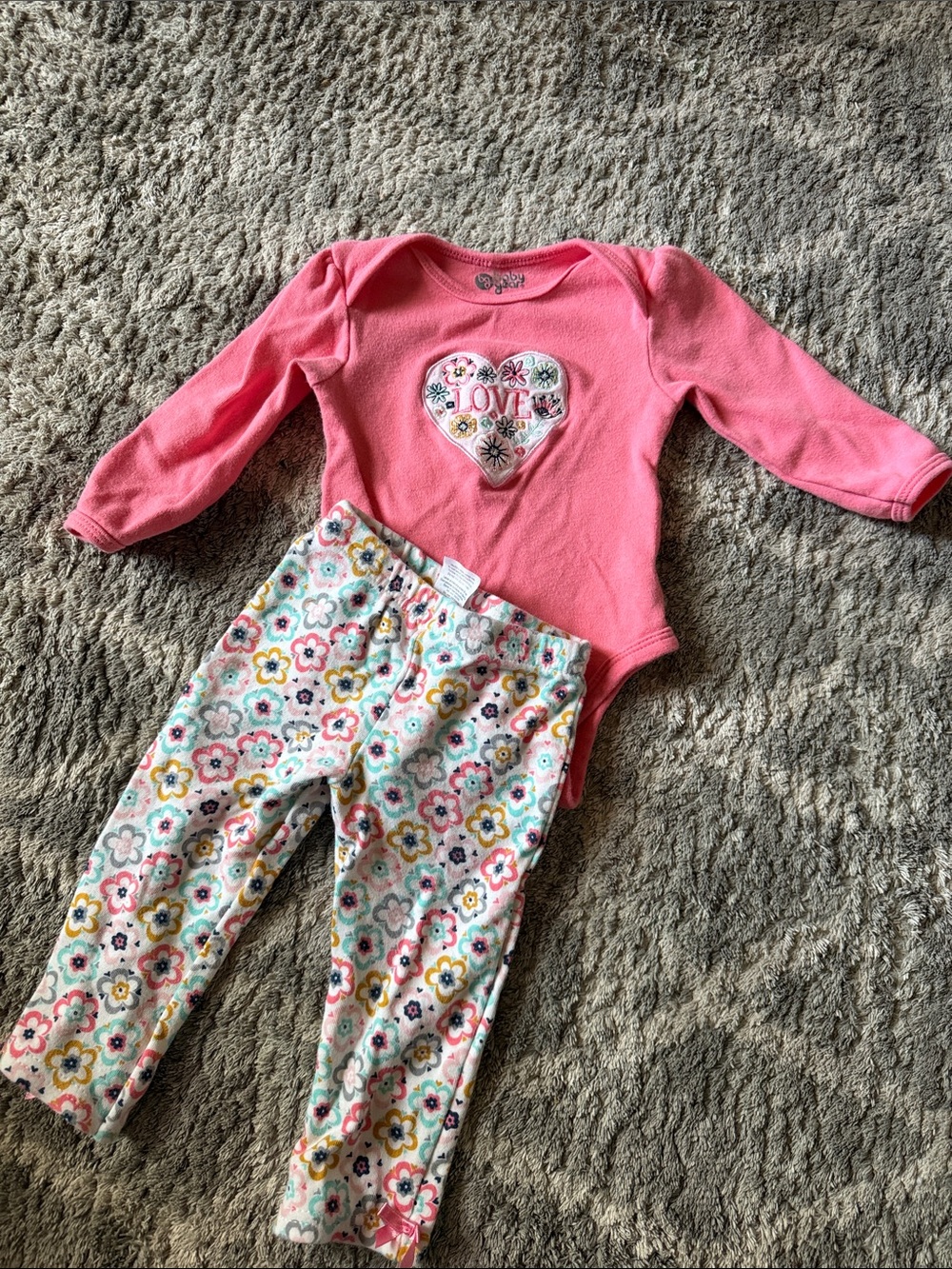 Baby Gear Pink Floral Love Matching Set